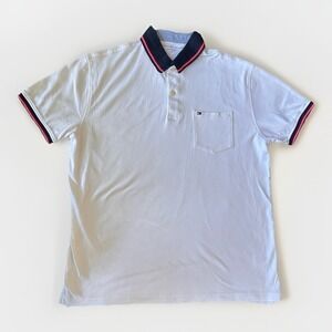 Tommy Hilfiger Men's Polo Shirt Size Large, Red/White/Blue, Short Sleeve
